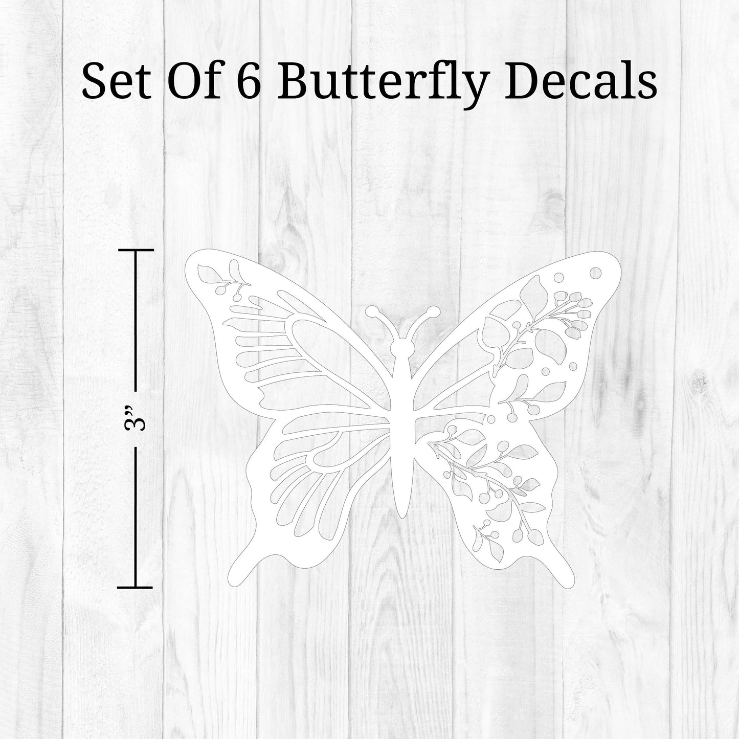 White Floral Butterfly Mirror Decals - Vinyl Stickers for Mirrors, Walls, Doors, Windows - Easy to Apply and Remove - Nursery Living Room Nursery Laundry Kitchen