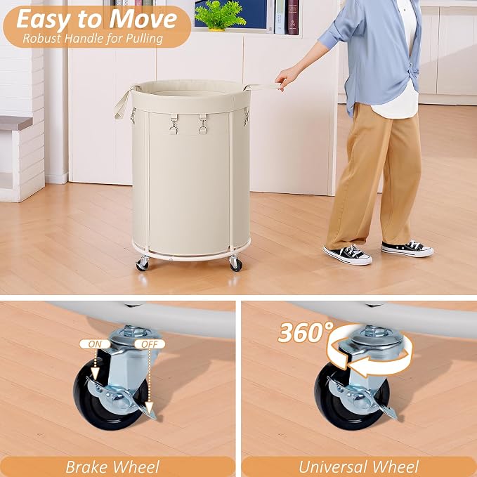 150L Large Capacity Rolling Laundry Basket Hamper with Wheels, Clothes hamper and Removable Bag for Home, Laundry Room, Bedroom, Bathroom, Apartment, Dorm