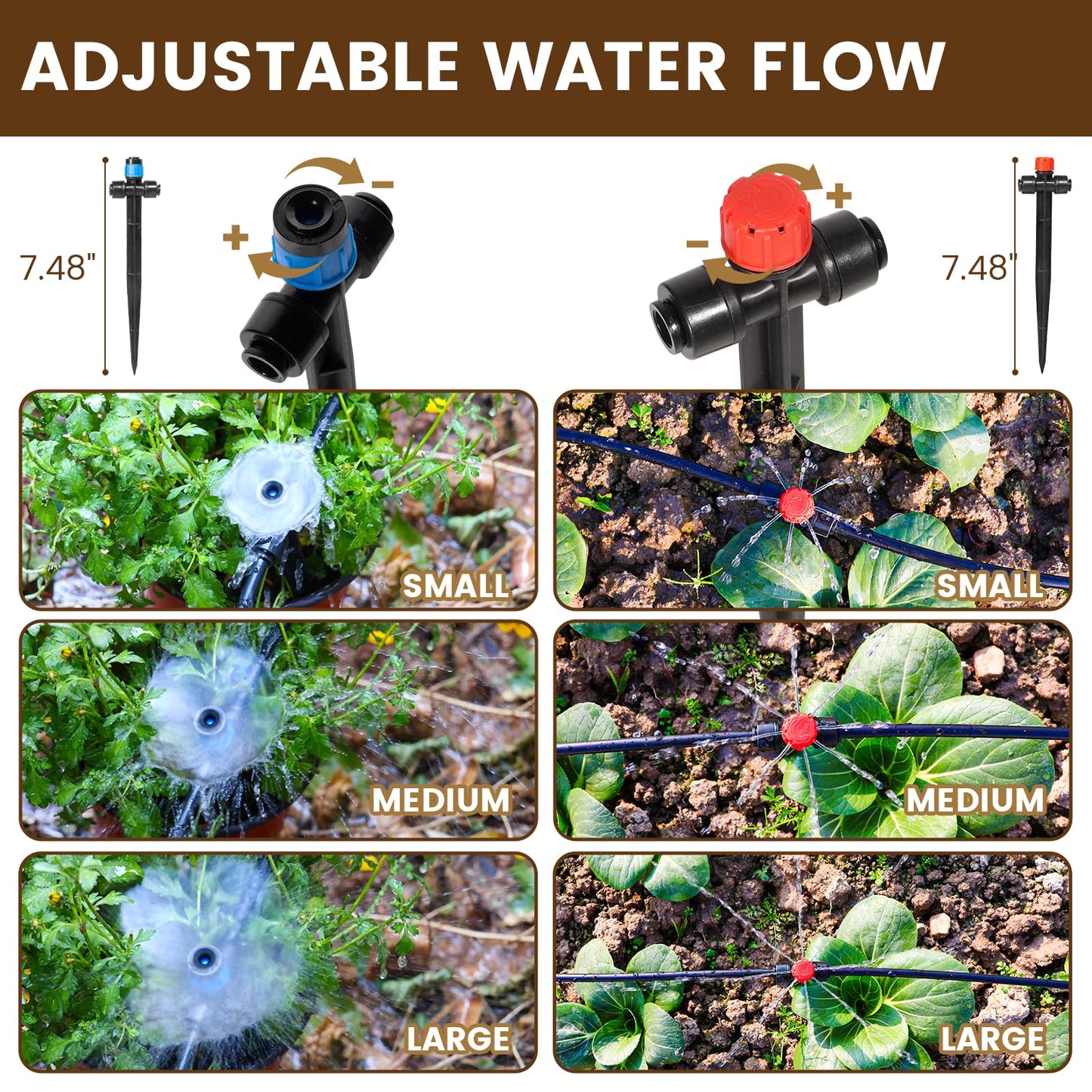 Eledom 110FT Quick-Connect Drip Irrigation Kit, Garden Watering System DIY Automatic Irrigation Equipment Set for Lawn Raised Bed Greenhouse Plant Watering with 1/4'' Tubing, Drip Emitters, Connectors