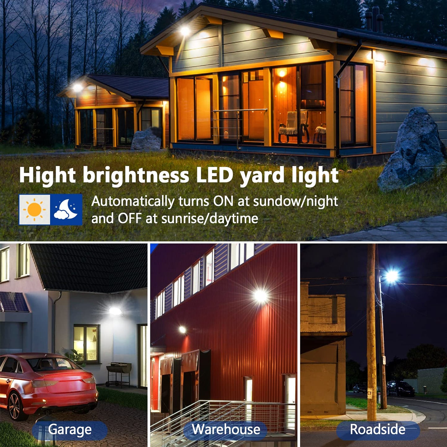 Karjoefar LED Barn Light, Dusk to Dawn Outdoor Lighting with 100W 10000LM 5000K Daylight, IP65 Waterproof Outdoor Security Flood Lights for Garage Yard Street Warehouse Use