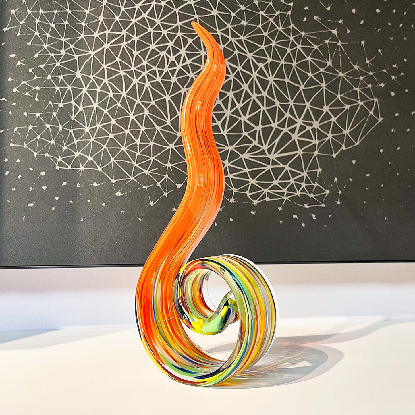 11.4" Tall Hand-Blown Glass Sculpture Murano-Style Sculpture Art Ornament Statue Figurines Home Decor Accent Piece Coastal Ocean Nautical Home Decor,Shelf,TV Stand,Tabletop Centerpieces,Wonderful Gift