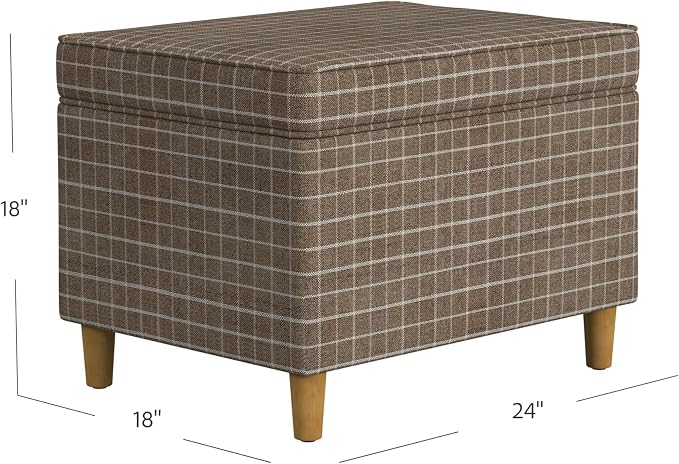 Spatial Order Home Decor | Dinah Collection Modern Storage Ottoman | Ottoman with Storage for Living Room & Bedroom(Brown Windowpane Fabric)
