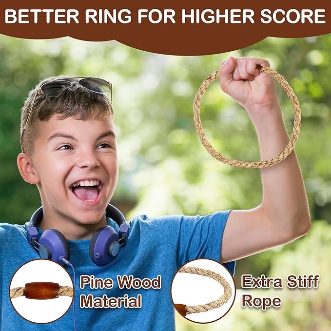 Ring Toss Game,Ring Toss Game for Adults and Kids, Indoor Outdoor Fun Holiday Lawn Yard Game for Family, Easy Set Up, Portable to Carry for Outside Kids Sport