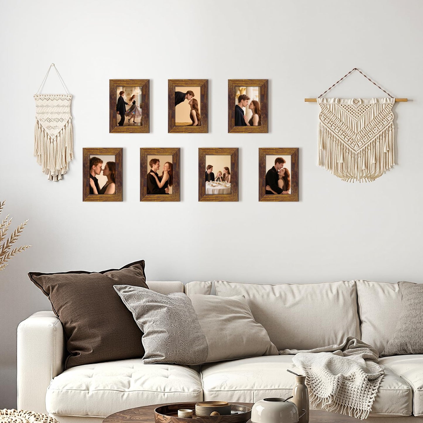 PETAFLOP Wooden Picture Frames 4x6 Rustic Frame Fits 4 by 6 Inch Prints Wall Tabletop Display, 7 Pack