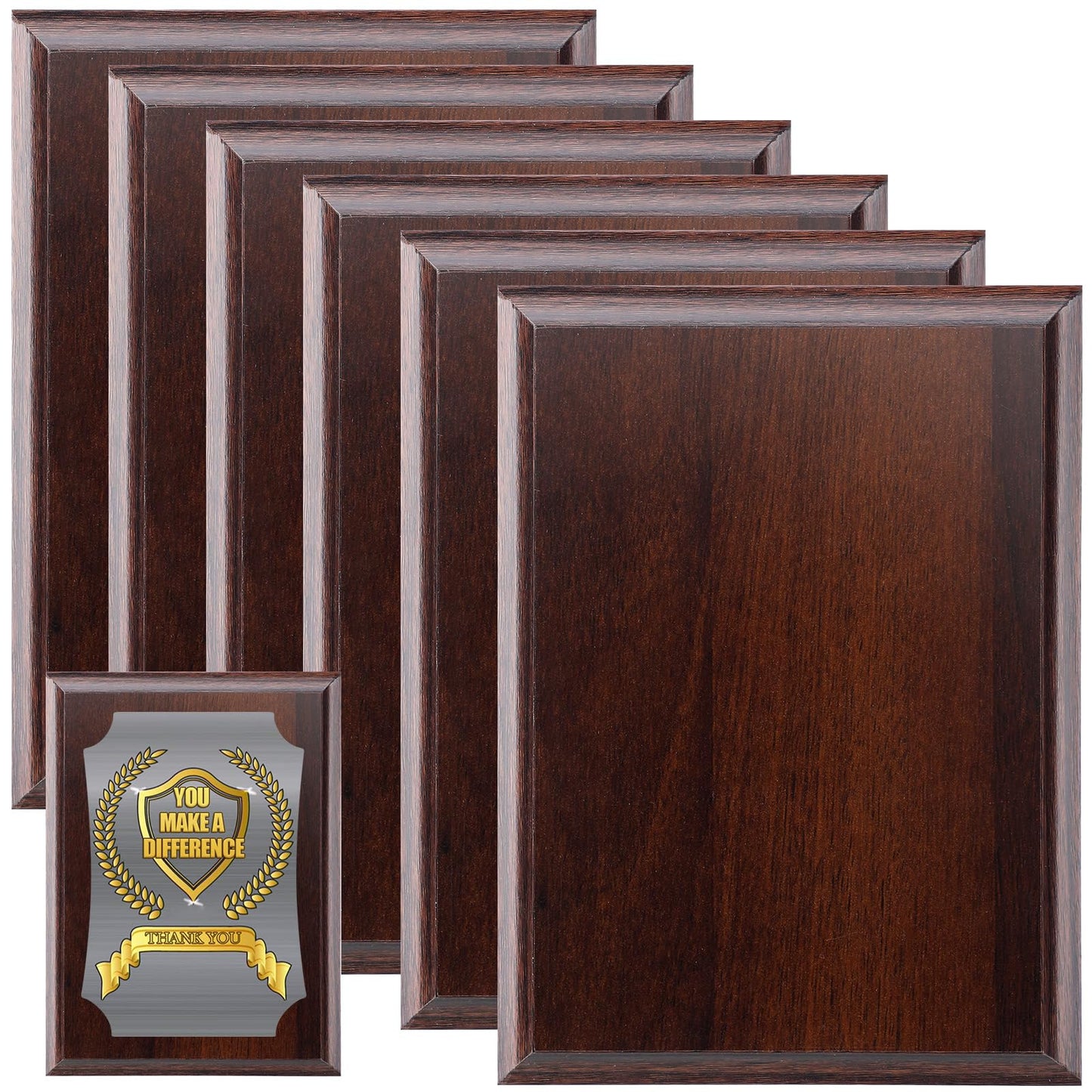 Memorywuu 4 Pcs DIY Blank Award Plaques Personalized Engraved Plaques Wooden Trophy Gift for Thank You, Photo, School, Sports, Special Achievements, Retirement (Walnut,8 x 10 Inch)
