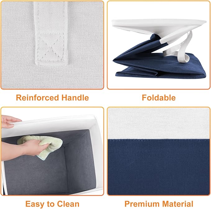 TasticTotes laundry basket 3-Pack, laundry hamper, Hamper with handles, collapsible laundry baskets, Waterproof dirty clothes hamper, Towel Storage for Home or Dorm, 100L-Blue