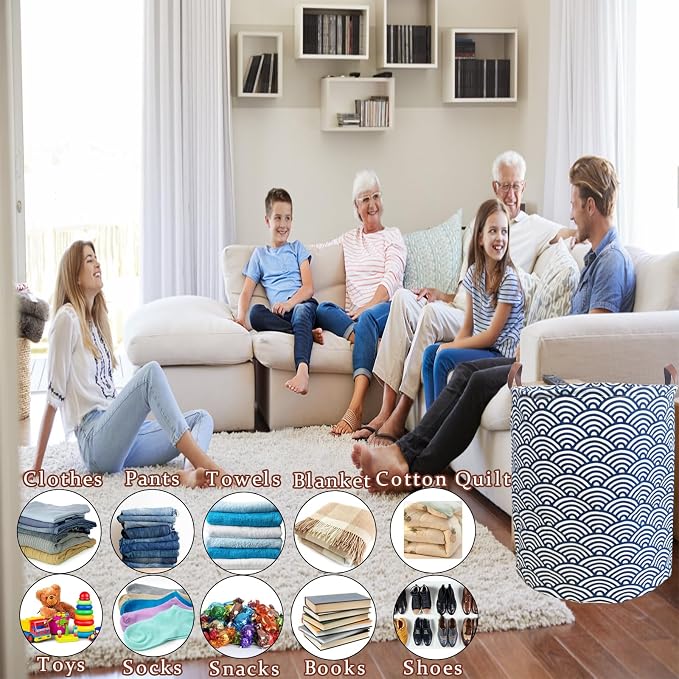 Waterproof Laundry Hamper Collapsible Laundry Basket Leather Handle Laundry Bag Large Clothes Storage Toy Organization for Bathroom Bedroom Laundryroom College Dorms (951-Satisfied laundry hampers)