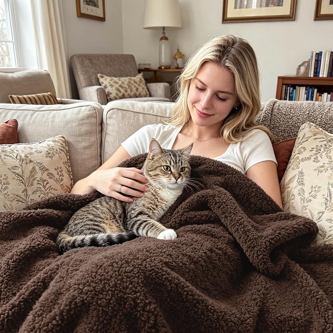 Exclusivo Mezcla Fleece Bed Blankets Queen Size, Ultra Soft, Lightweight and Fuzzy Coffee Blanket for Women, Home Decor, 90x90 Inches
