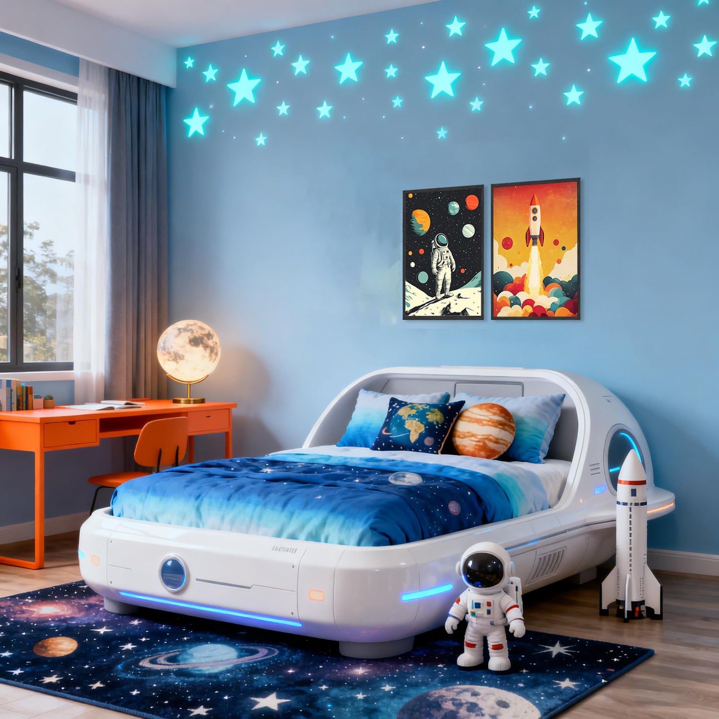 2 PCS Astronaut Wall Art Children'S Astronaut Canvas Pictures Kids Spaceman Posters Printing Artwork Rocket Paintings Wall Decor for Teen Boys Room Living Room Bedroom Decoration 8X10 In Poster