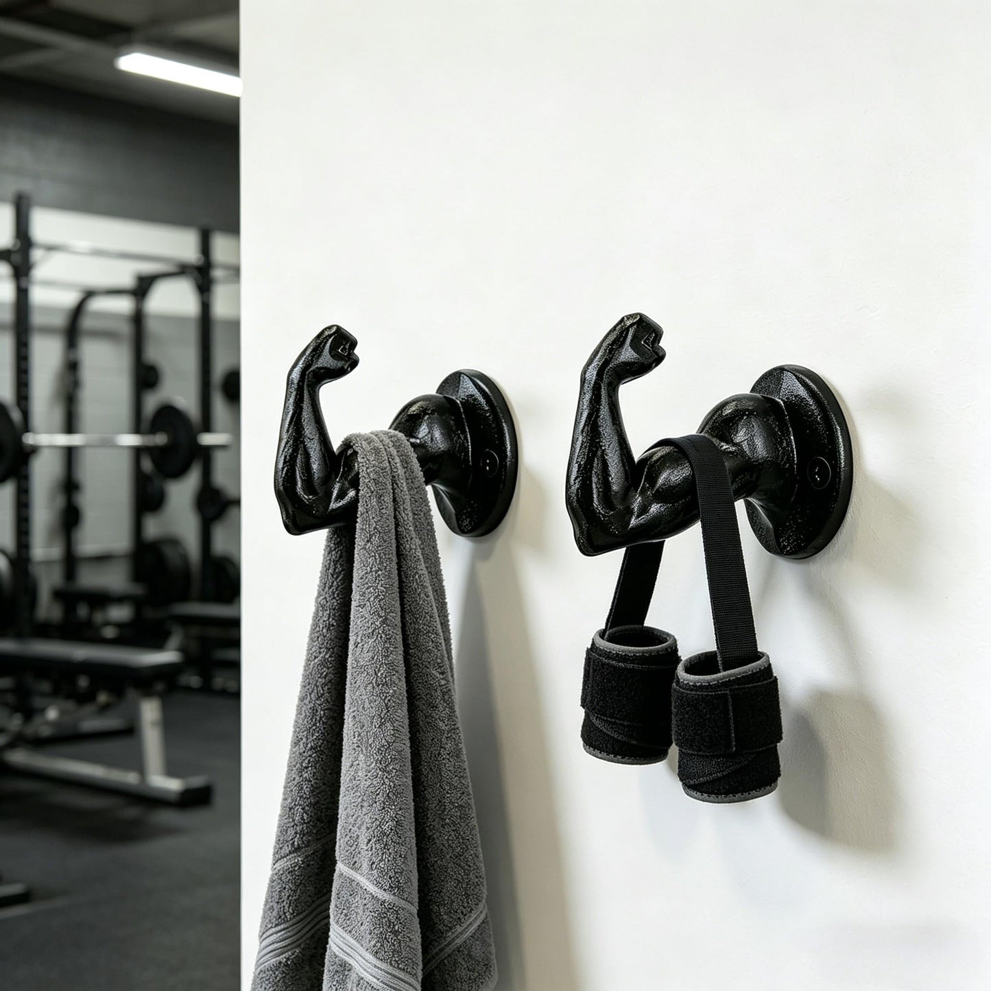 Womeet Rustic Cast Iron Coat Hooks, Wall Mounted Key Hook Holder, Farmhouse Decorative Muscle Hooks, Heavy Duty Wall Hooks for Hanging Coats, Hats, Bathrooms Towels, Gym Room 2pcs