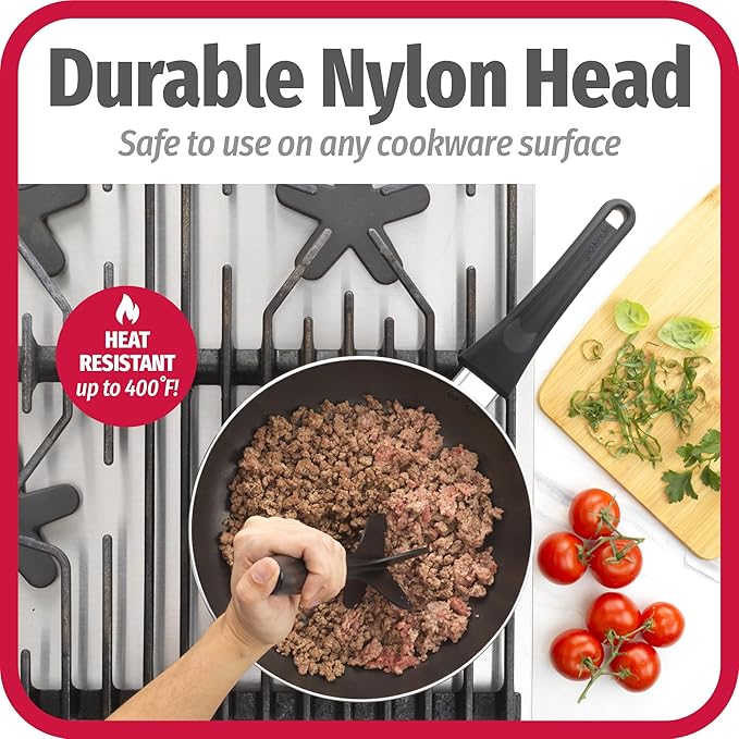 GoodCook Heat-Resistant Nylon Ground Meat Choppers with 5-Blade Heads, Ground Beef and Turkey Mixers and Choppers, Set of 2, Black