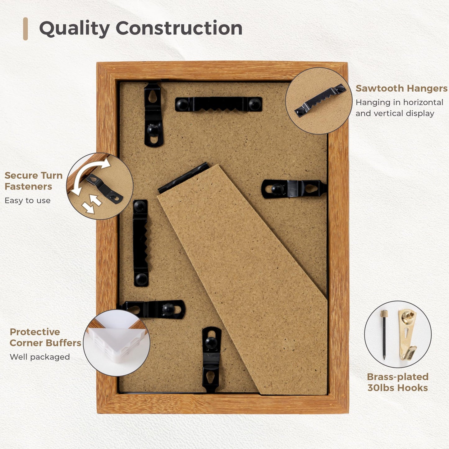 Fun Memories 4x6 Picture Frame, Natural Solid Teak Wood Photo Frame with HD Tempered Glass, Modern Simple 4x6 Wooden Frame Matted to 3.5x5, Wall or Tabletop Display