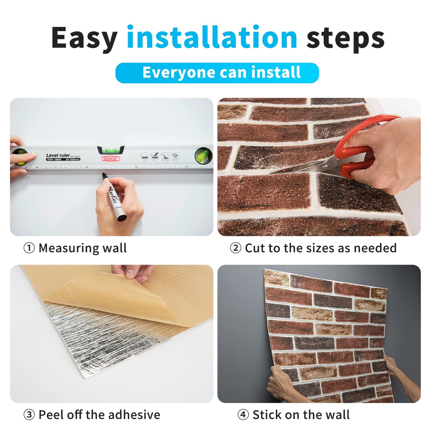 Art3d 10-Pack 52.5 Sq.Ft Faux Brick 3D Wall Panels Peel and Stick in Red Brown, Self Adhesive Waterproof Foam Wallpaper for Bedroom, Bathroom, Kitchen