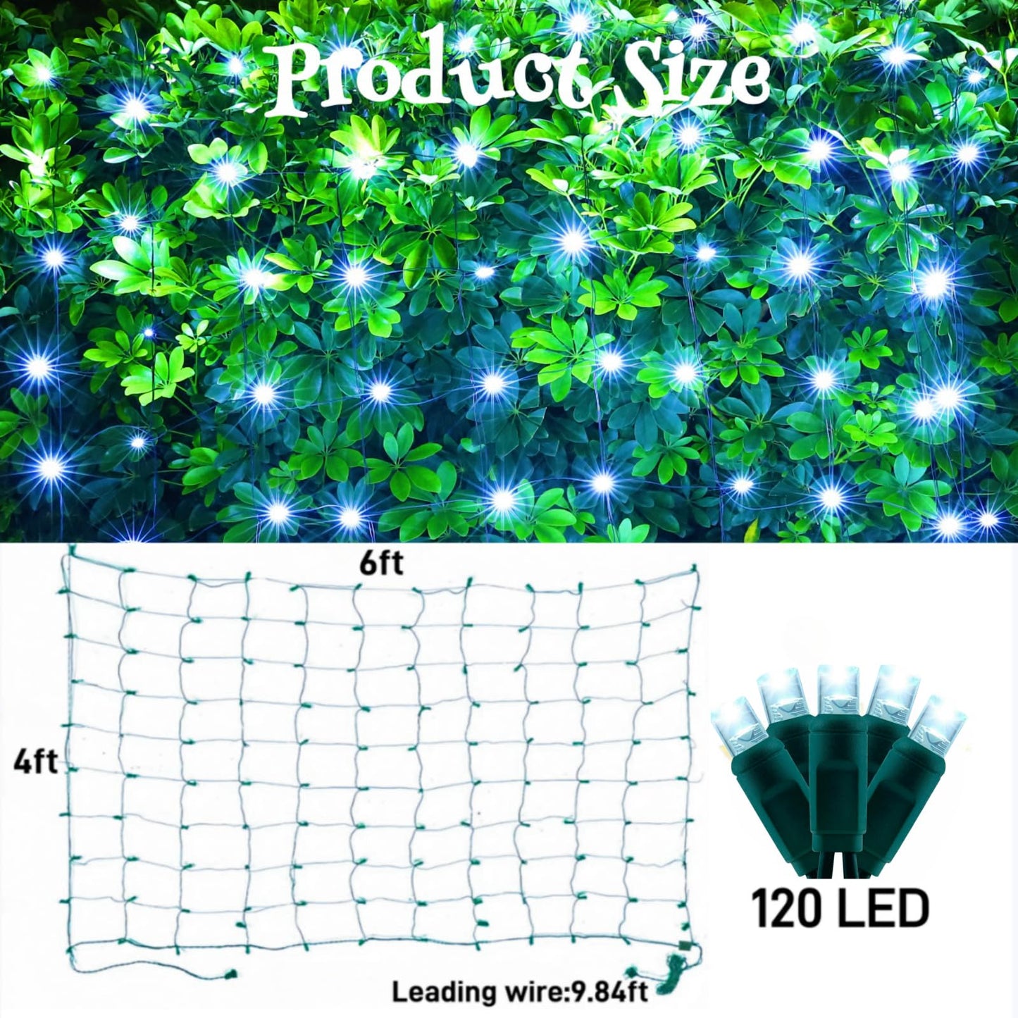 Meteds LED Christmas Net Lights Outdoor,120 LED 6ftx4ft Connectable Waterptoof Christmas Lights for Bushes Fence Tree Shrub Yard Garden Outdoor Christmas Decorations(White)