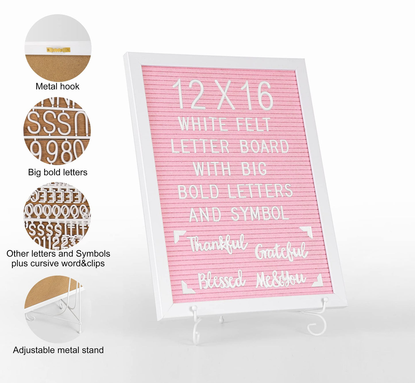 G GAMIT Felt Letter Board White Frame - 12x16 Baby Announcement Sign &Message Board Board with Big letters&Stand