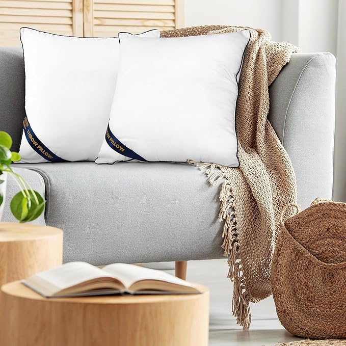 Utopia Bedding Throw Pillow Inserts (Pack of 2, White), 18 x 18 Inches Decorative Indoor Pillows for Sofa, Bed, Couch, Cushion Sham Stuffer