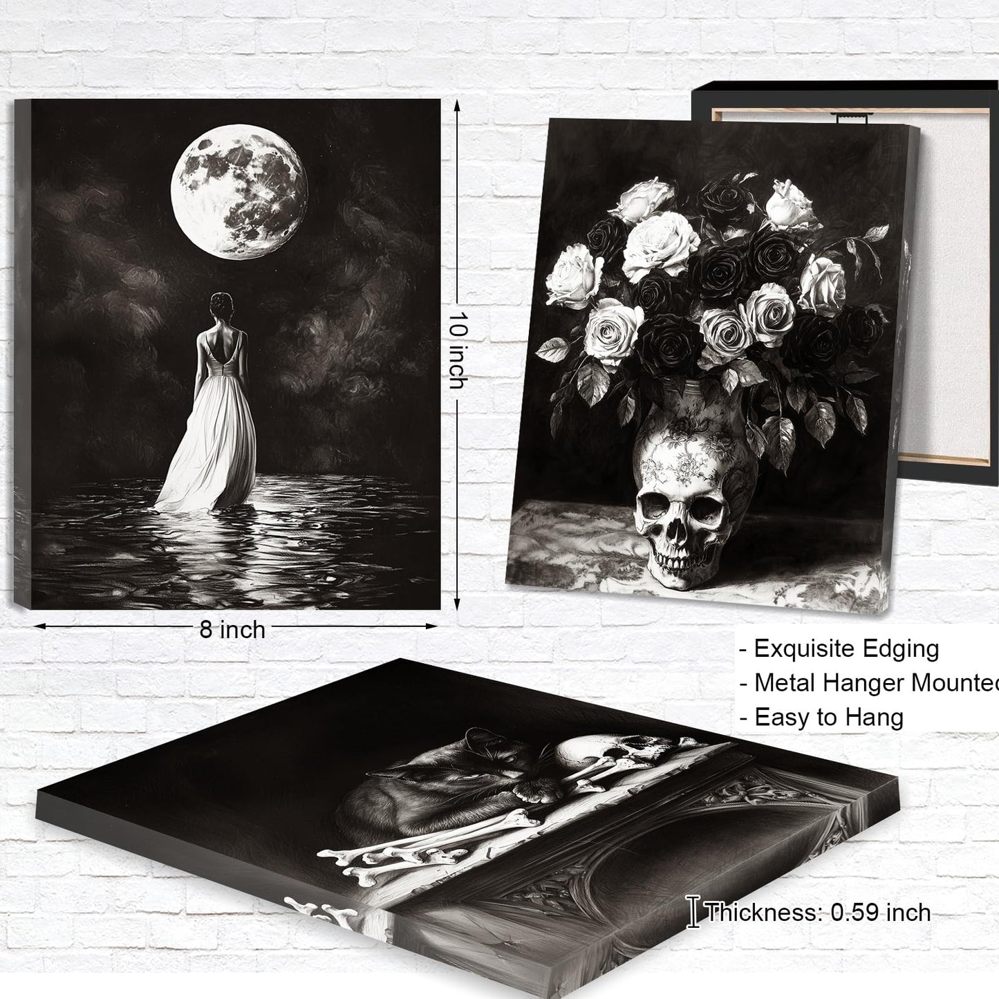 Framed Dark Academia Wall Art, Victorian Gothic Wall Art, Creepy Dark Moody Decor Aesthetic Decor for Bedroom Living Room Gallery Home (Framed, 8x10in, Set of 6, Ready to Hang)