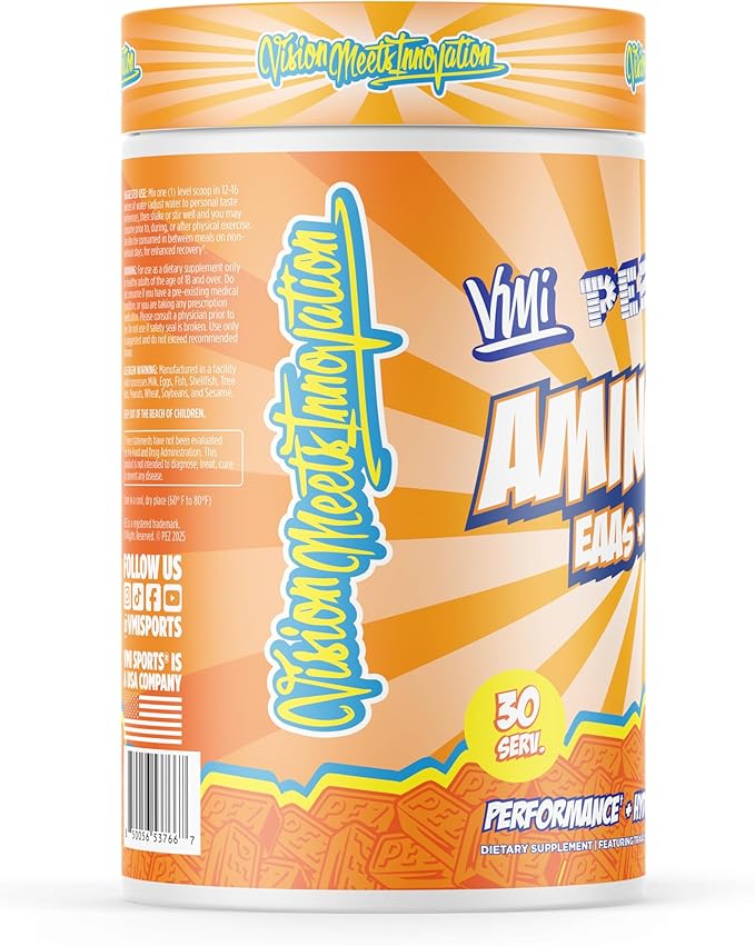 VMI Sports Aminogex Ultra | EAA + BCAA Powder | Amino Acid + Hydration Recovery Drink with Electrolytes, Betaine and Glutamine | (30 Servings) (PEZ Orange)