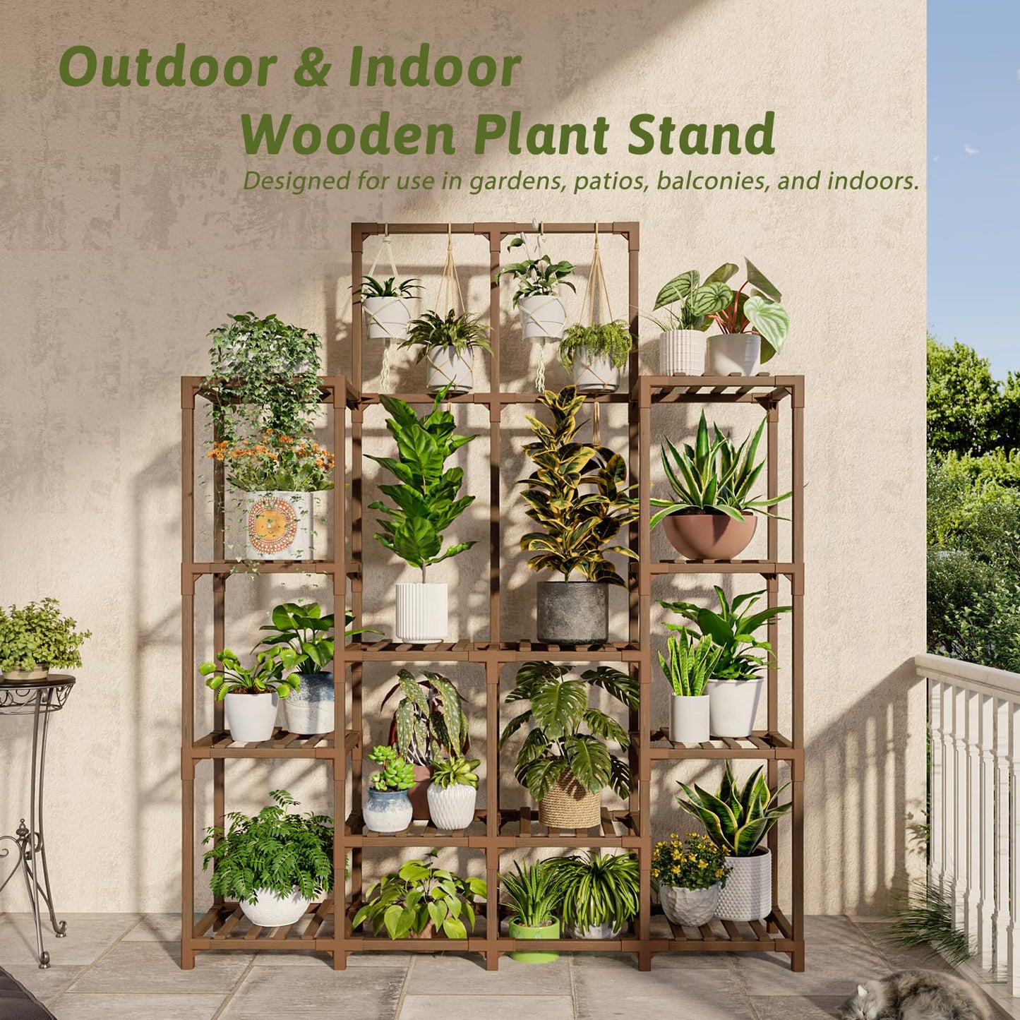 GENTINGBRO Plant Stand Indoor Outdoor 63" Tall Plant Shelf for Plants 12-Tier Large Plant Sheves for Living Room Heavy Duty Plant Rack Garden Balcony Patio Hanging Planter