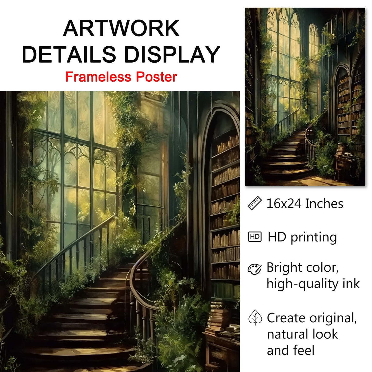 Dark Academia Paintings Gothic Canvas Wall Art Vintage Victorian Art Prints Medieval Castle Wall Art Vintage Library Posters Library Pictures Vintage Gothic Art Prints Dark Library Wall Art 16x24 No
