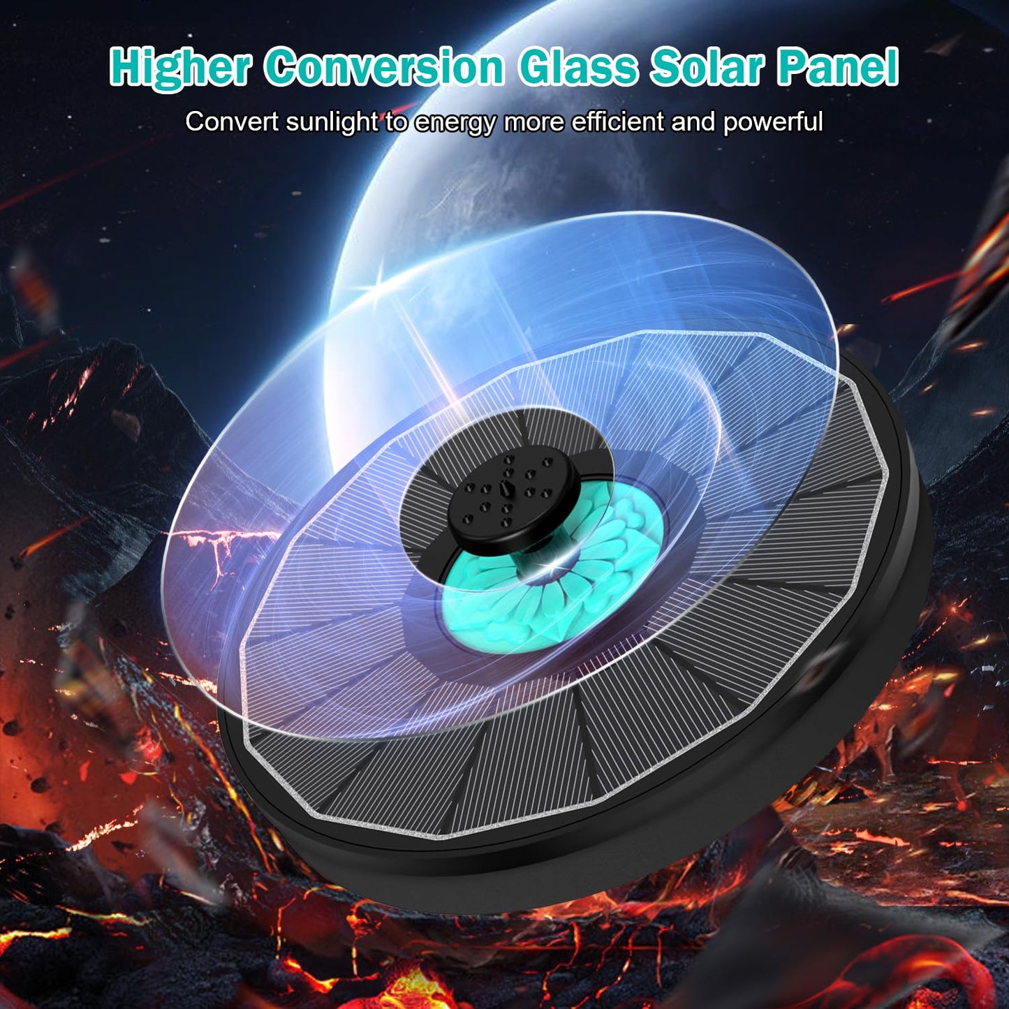 GAIZERL Solar Fountain Cyan Flower, Upgrade 3.5W Solar Bird Bath Fountains, Solar Powered Water Fountain with 7 Nozzles, 4 Fixed Pipes for Hummingbirds, Bird Bath, Garden, Pool, and Pond