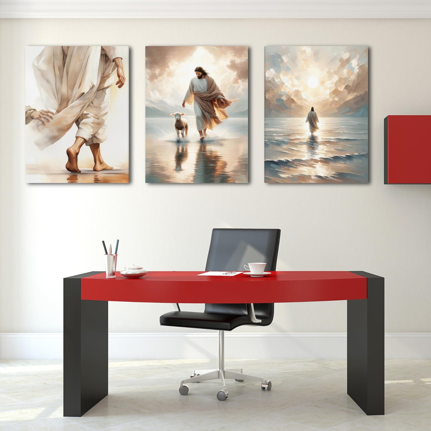 3 Pcs Christian Wall Art Jesus Decor Christ Religion Canvas Wall Decor Jesus Art Pictures Posters Prints Religious Paintings Room Decor for Church Prayer Room Christian Schools Hospitals 12'' x 16''