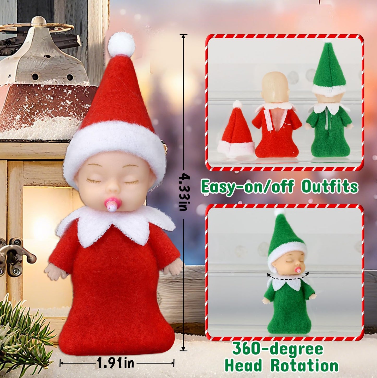 Voiiake Christmas Tiny Elf Doll Baby Miniature Elf Decoration Boy and Girl Xmas Family Kids for Christmas Decorations Doll Ornament Stocking Stuffers