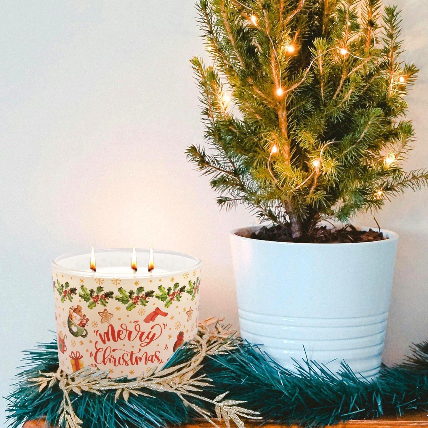 Christmas Candles - Christmas Gifts for Women, Natural Soy Wax Vanilla Cream Scented Candles(12.7oz)