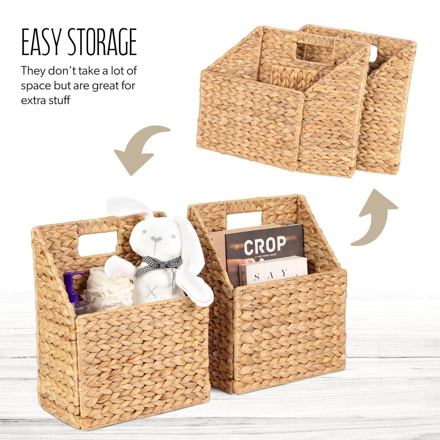 Wicker Hanging Storage Basket (10,5"Lx6,5"Wx13"H), Set of 2 Wall Baskets, Water Hyacinth Baskets, Wall Decor Hyacinth Basket Hanging for Organizing Files, Mails, Books, Magazine,...