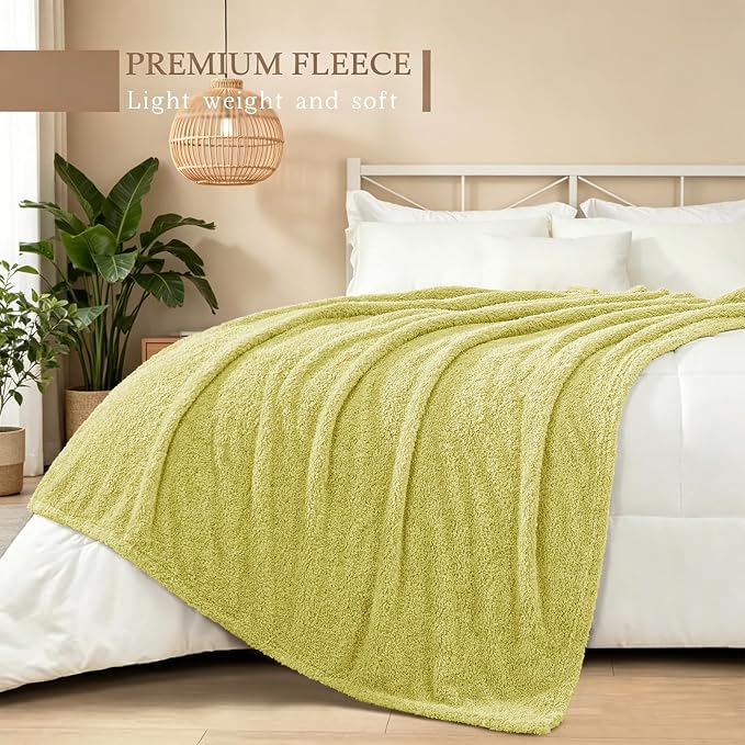 Exclusivo Mezcla Fleece King Size Bed Blanket, Ultra Soft, Lightweight and Fuzzy Light Green Blanket for Women, Home Decor, 90x104 Inches