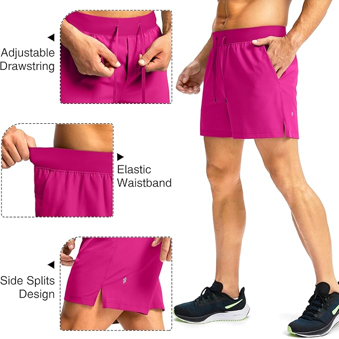 Men's Running Shorts with Zipper Pockets 9 Inch/ 7 Inch / 5 Inch Lightweight Quick Dry Gym Workout Athletic Shorts for Men(5 inch)