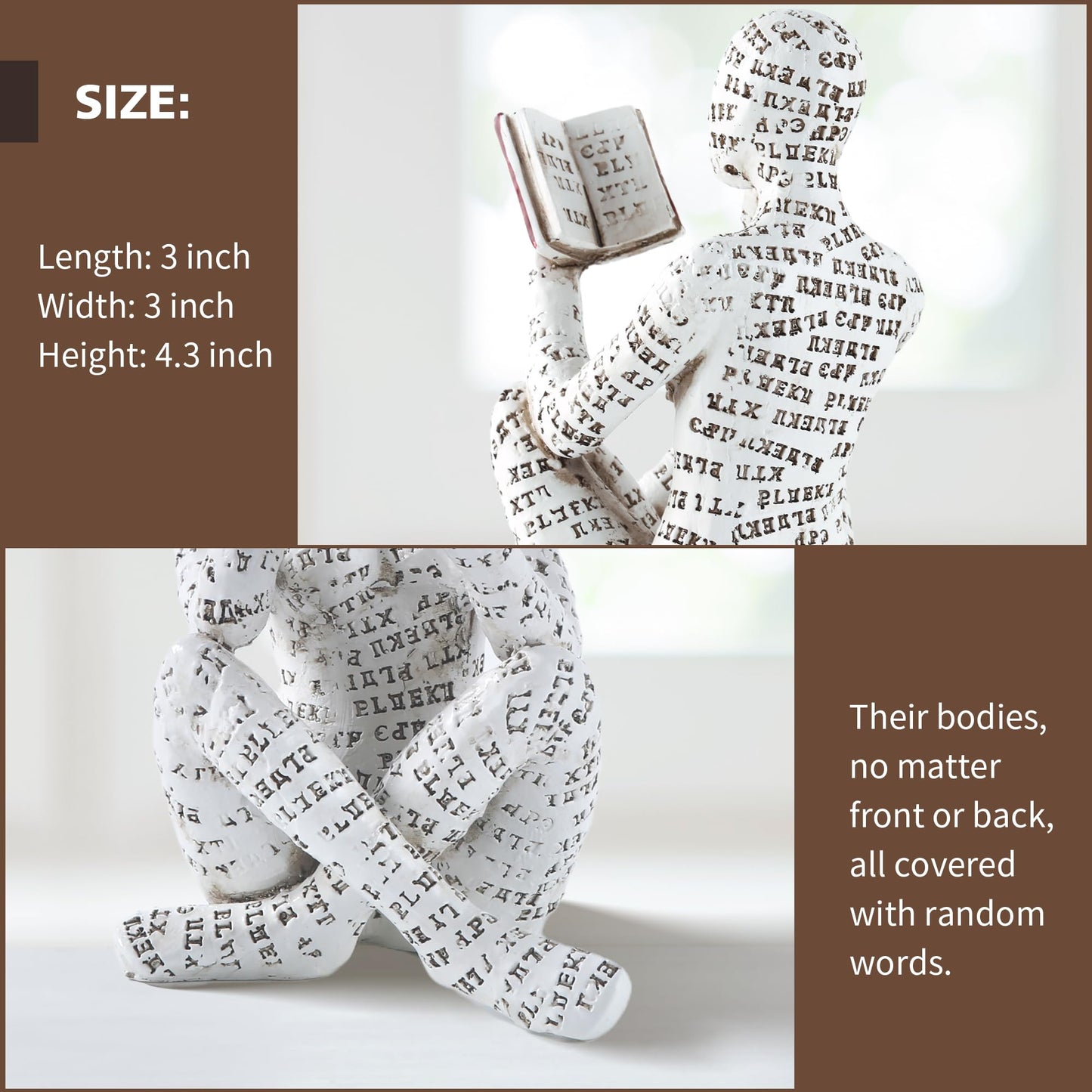 GRAPMKTG Home Decor Pulp Reading Women Thinker Statue Aesthetic Sculpture Room Decor Modern Abstract Decoration on Shelf Table Desk for Living Room Office Bedroom A