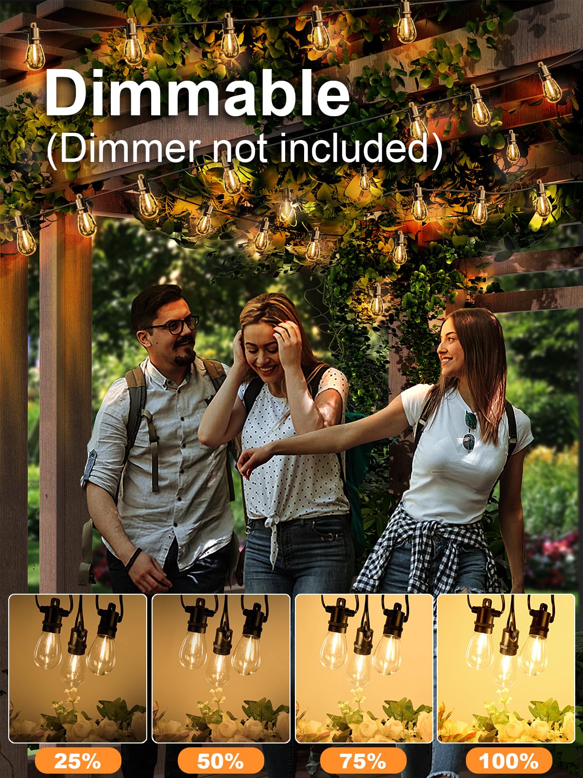 Svater Outdoor String Lights 200 FT, Patio Lights for Outside with Shatterproof LED Bulbs, Waterproof IP65 Commercial Hanging Light for Backyard Porch Balcony Bistro Party (2X100FT)