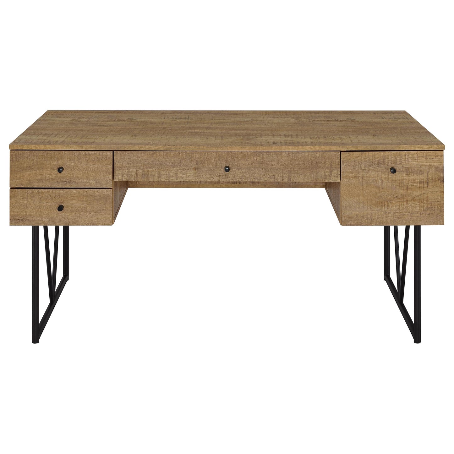 Coaster Home Furnishings - Analiese - Wood - 4-Drawer Writing Desk with Metal Legs, and V-Bracing Profile - Home Office - 63-Inch - Mango - 801851