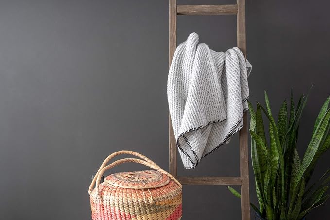 BARNWOODUSA Rustic Farmhouse Decorative Ladder - Our 47 inch Ladder can be Mounted Horizontally or Vertically and is Crafted from Refurbished Wood No Assembly Required White