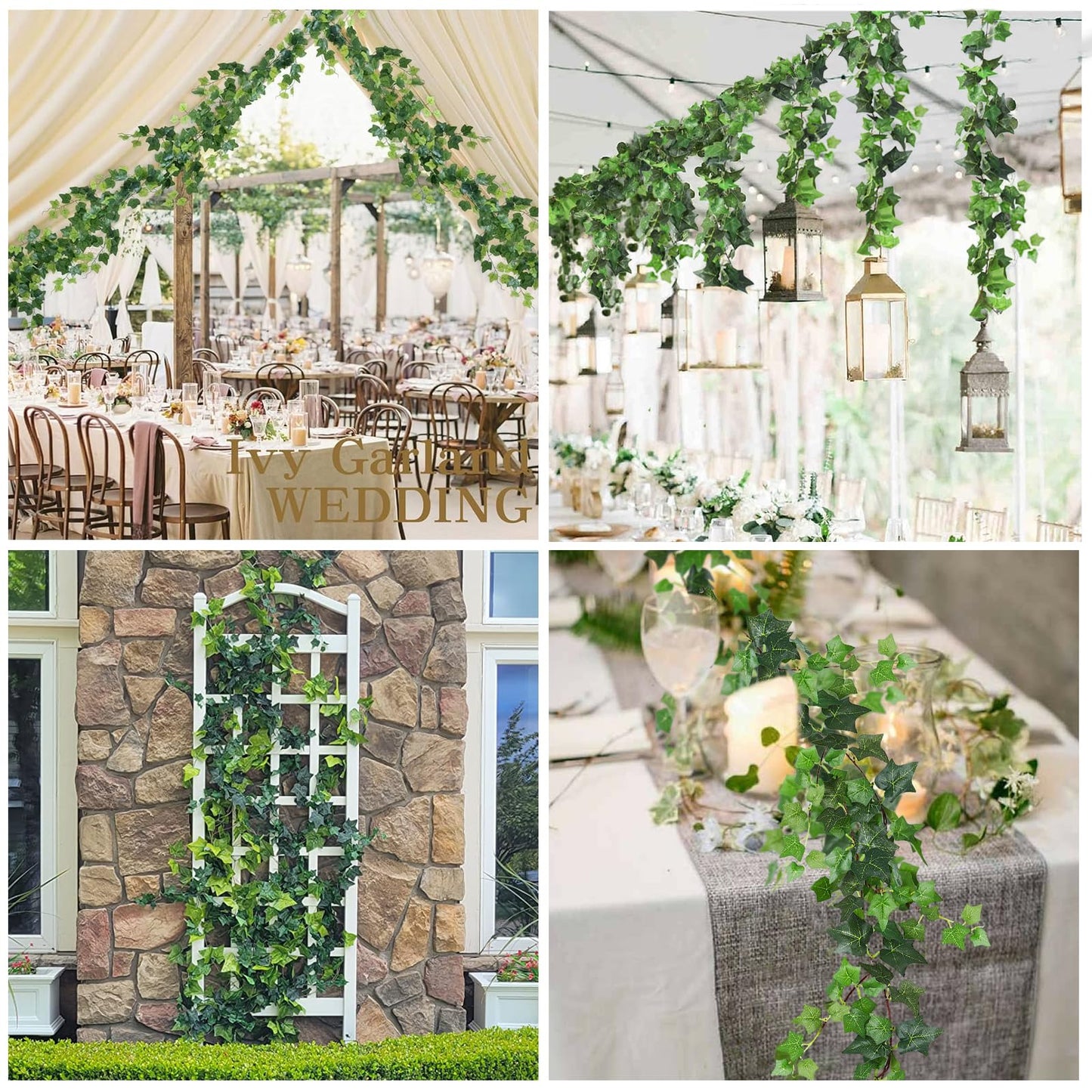 RECUTMS 3 Strands Artificial Ivy Vines 6.3Ft Green Ivy Garland Faux Hanging Plants Greenery Decoration Artificial Vines for Spring Home Decor Indoor Home Wall Wedding Room Easter Decor(Green)