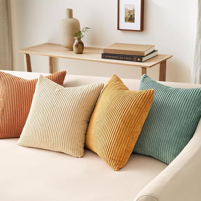 Topfinel Large Decorative Throw Pillow Covers, Soft Velvet Modern Double-Sided Designs Euro Shams Set of 4, Mix and Match for Home Decor, Pillow Inserts Not Included (24x24 inch, Orange/Teal)