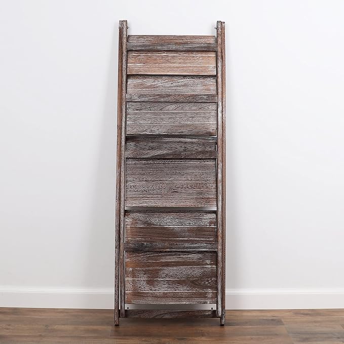 Ladder Shelf - Distressed Bookshelf - Leaning Bookshelf for Rustic Home Decor (Umber)