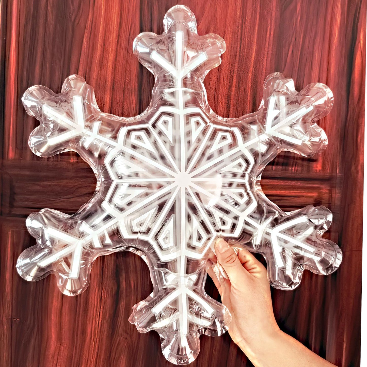 6 Pcs Snowflake Balloons Transparent Winter Snowflake Foil Balloons for Christmas Party Decorations, Frozen Theme Birthday, Winter Wonderland Decor, Holiday Event, Baby Shower