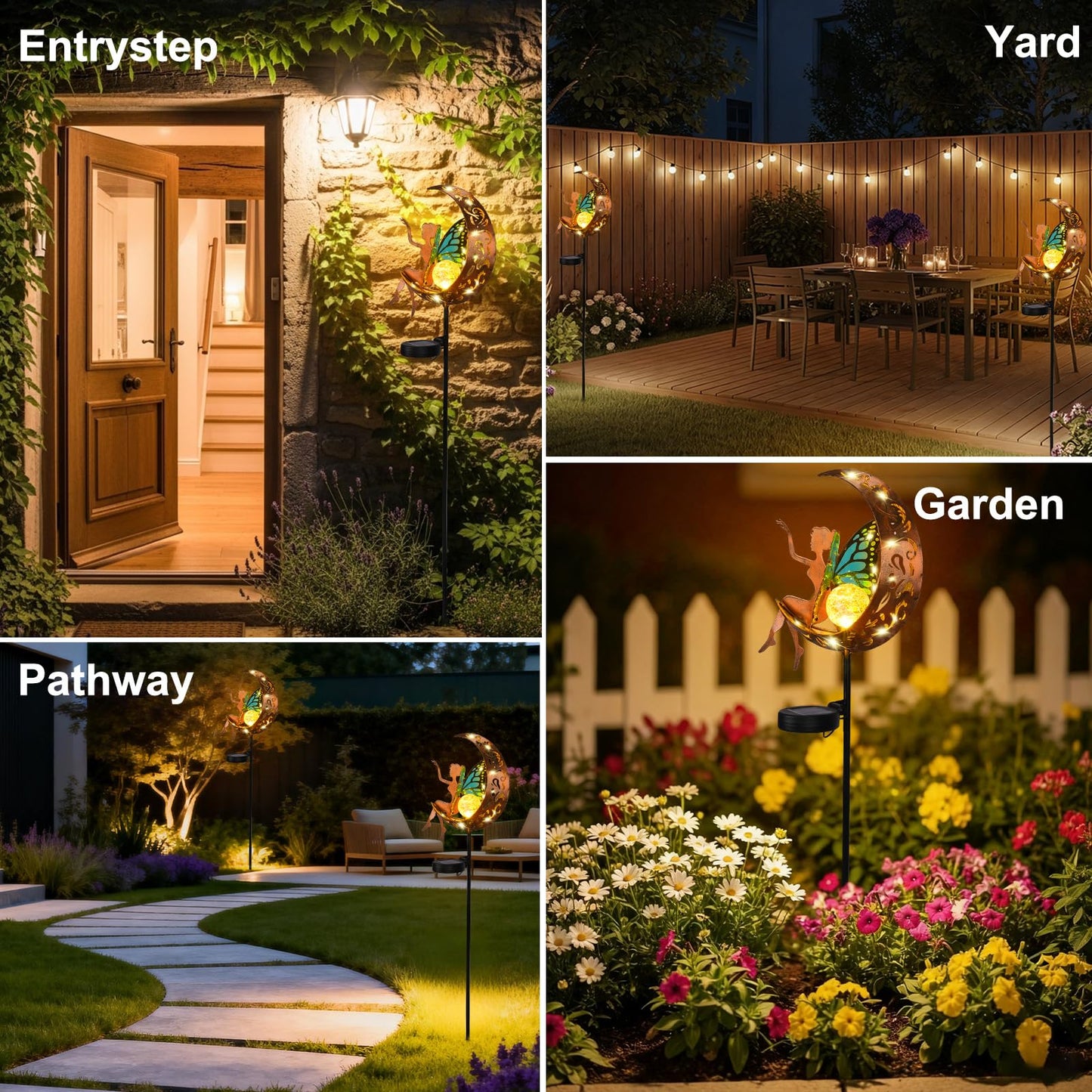 ZKLiLi Garden Outdoor Decor, Fairy Moon Figurine Light Stake, Housewarming Ornament for Patio, Lawn, Yard, Pathway - Unique Gift Ideas for Gardening Mom Grandma