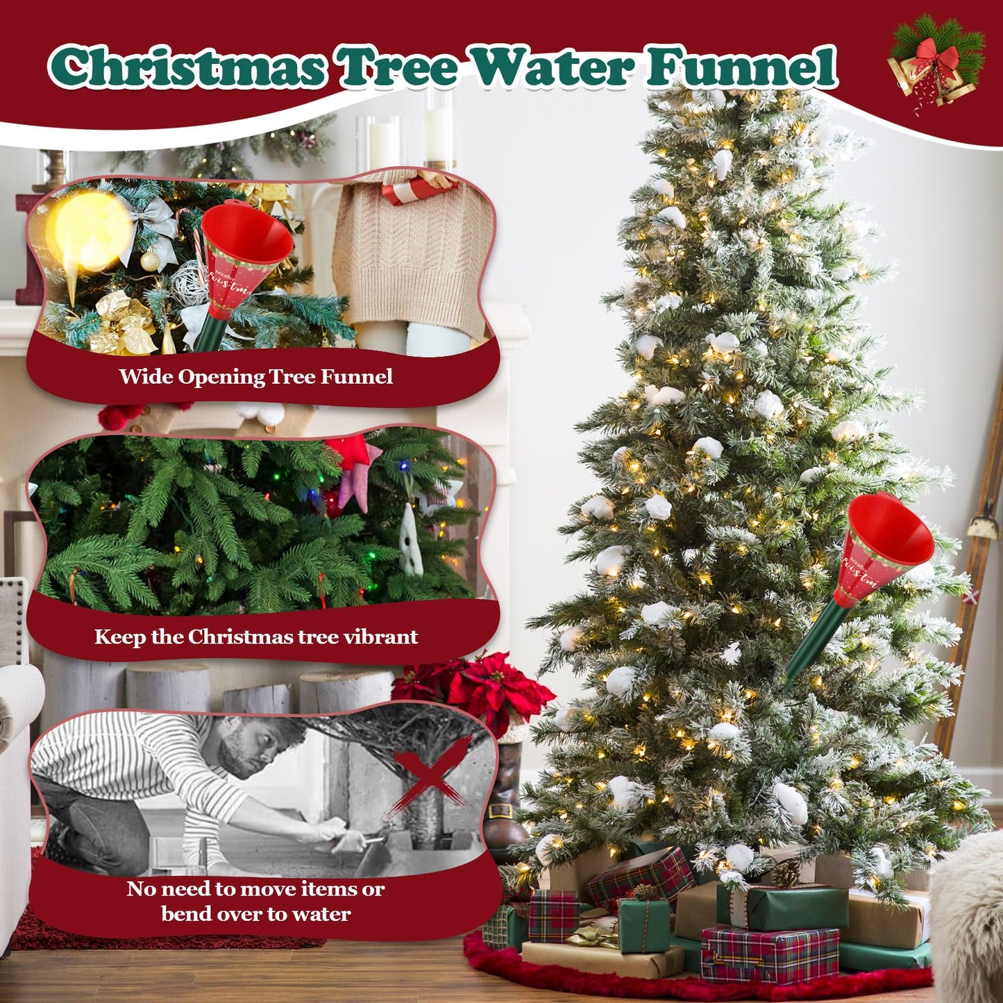 Christmas Tree Watering Funnel-39 Inch Adjustable 3-Section Long Funnel Spout Funnel Watering System Xmas Plant Watering Tool for Large Indoor Outdoor Plants (2)