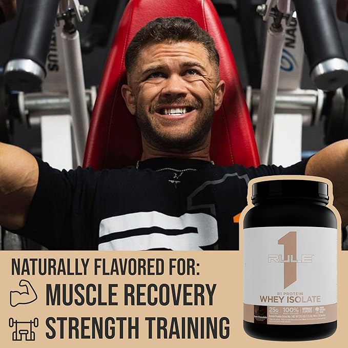 Rule 1 Naturally Flavored R1 Protein Whey Isolate - Clean Formula with 25g Protein & 6g BCAA Exclusively Isolated & Hydrolyzed Sources for Workout Recovery (4.3 Pounds*, Unflavored)