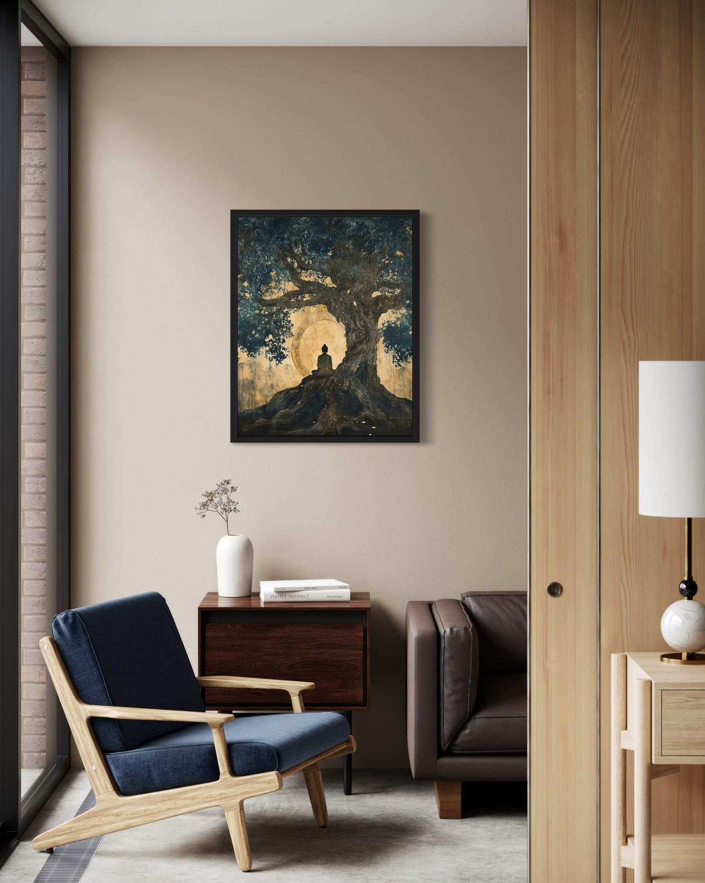 Buddha Bodhi Tree Art Print Poster, Religious Faith Spiritual Wall Art Painting Worship Prayer, Religious Art for Living Room and Bathroom 34 (Buddha Bodhi Tree,10"L x 8"W, Unframed)
