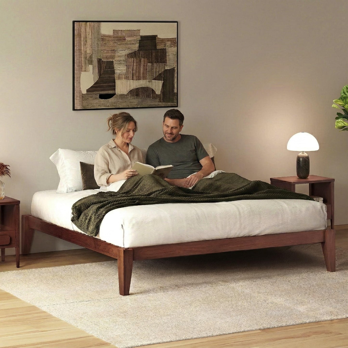 AllForWood Thor Premium Solid Wood Bed Frame Full, Japanese Joinery Bed Frame with Wood Slat Support, Platform Bed, No Box Spring Needed, Easy Assembly, Minimalist & Modern Style (Mahogany)
