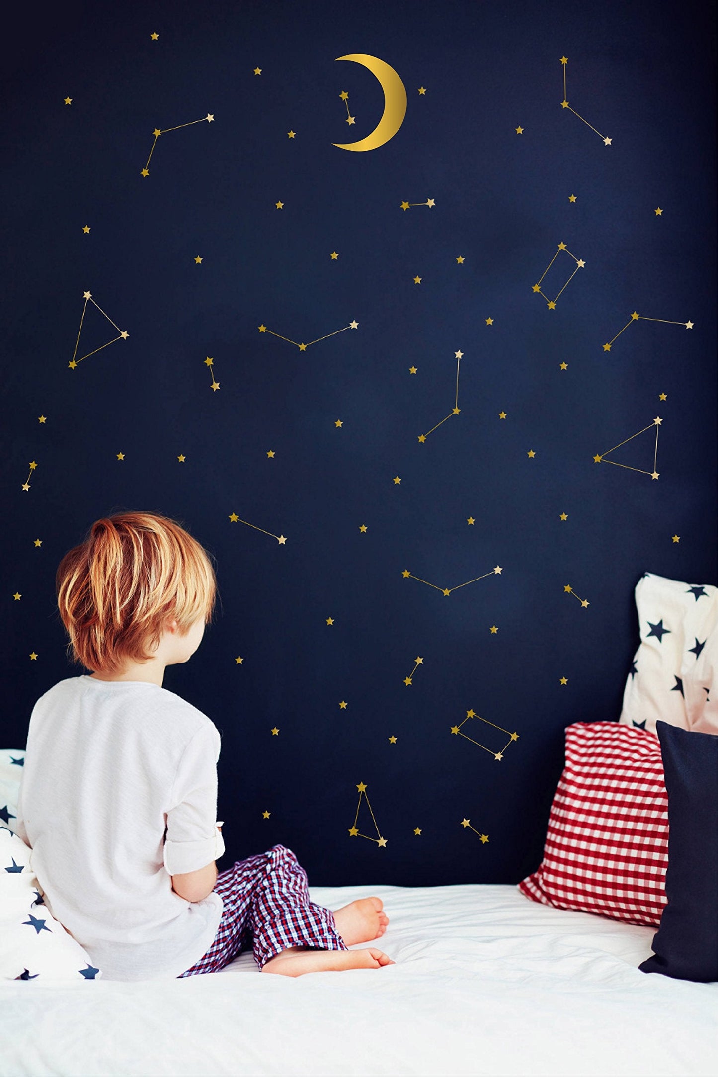 DXLING 190 Gold Star Constellation Wall Decal Kids Bedroom Removable Decoration Outer Space Nursery Sticekrs Zodiac Astronomy Art Mural Decor ZB162 (Gold)
