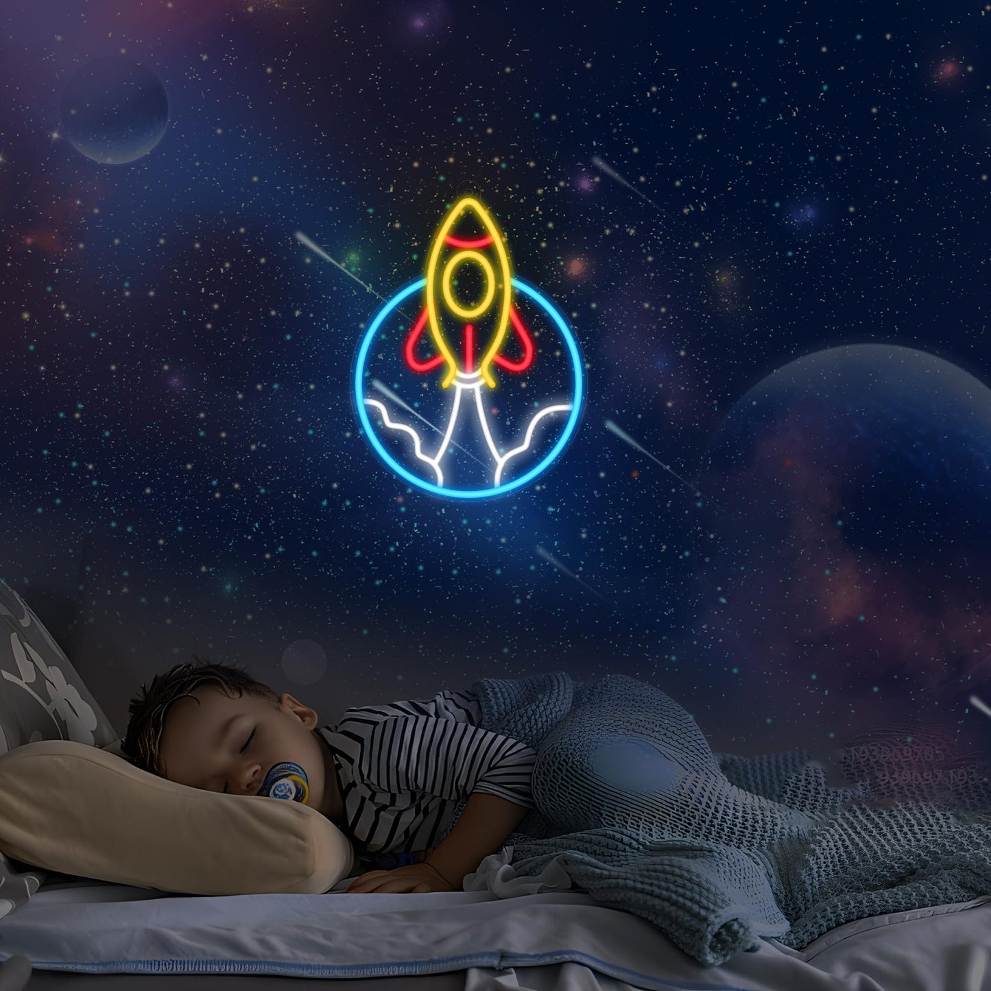 CoolGift Mart Rocket Neon Sign, LED Light Room Decor, USB Powered Light Up Space Element Universe Theme Decoration, for Bedroom Living Room Gaming Room Man Cave Home Party Birthday Gift for Teen Boys