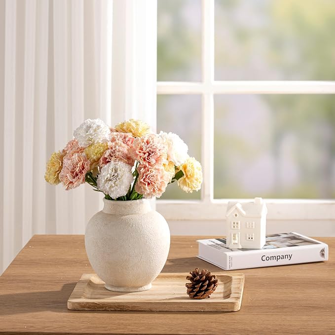 Ceramic Flower Vase, Flower Vase Rustic Farmhouse Decorative Vase Floral Pottery Vases for Home Decor Table Living Room Entryway Mantel Bookshelf Bedroom Bathroom Kitchen - 6.7" W