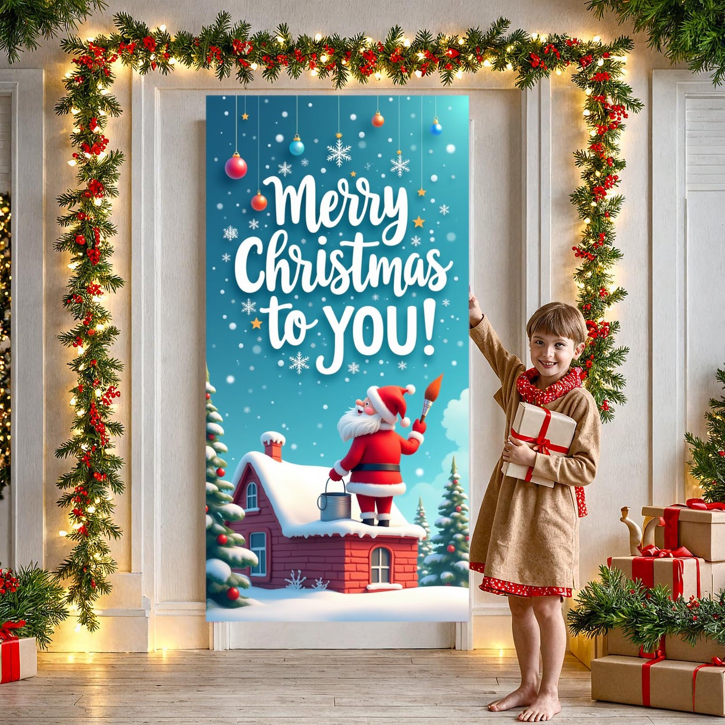 Christmas Holiday Festive Holiday Sign Christmas Wall Art Gold Bells Seasonal Banner For Seasonal Event Party Decoration