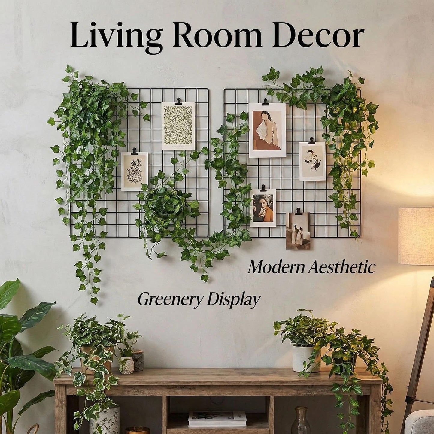 Kaforise Painted Wire Wall Grid Panel, Multifunction Photo Hanging Display and Wall Storage Organizer, Pack of 2, Size:23.6"x 23.6", Square Black