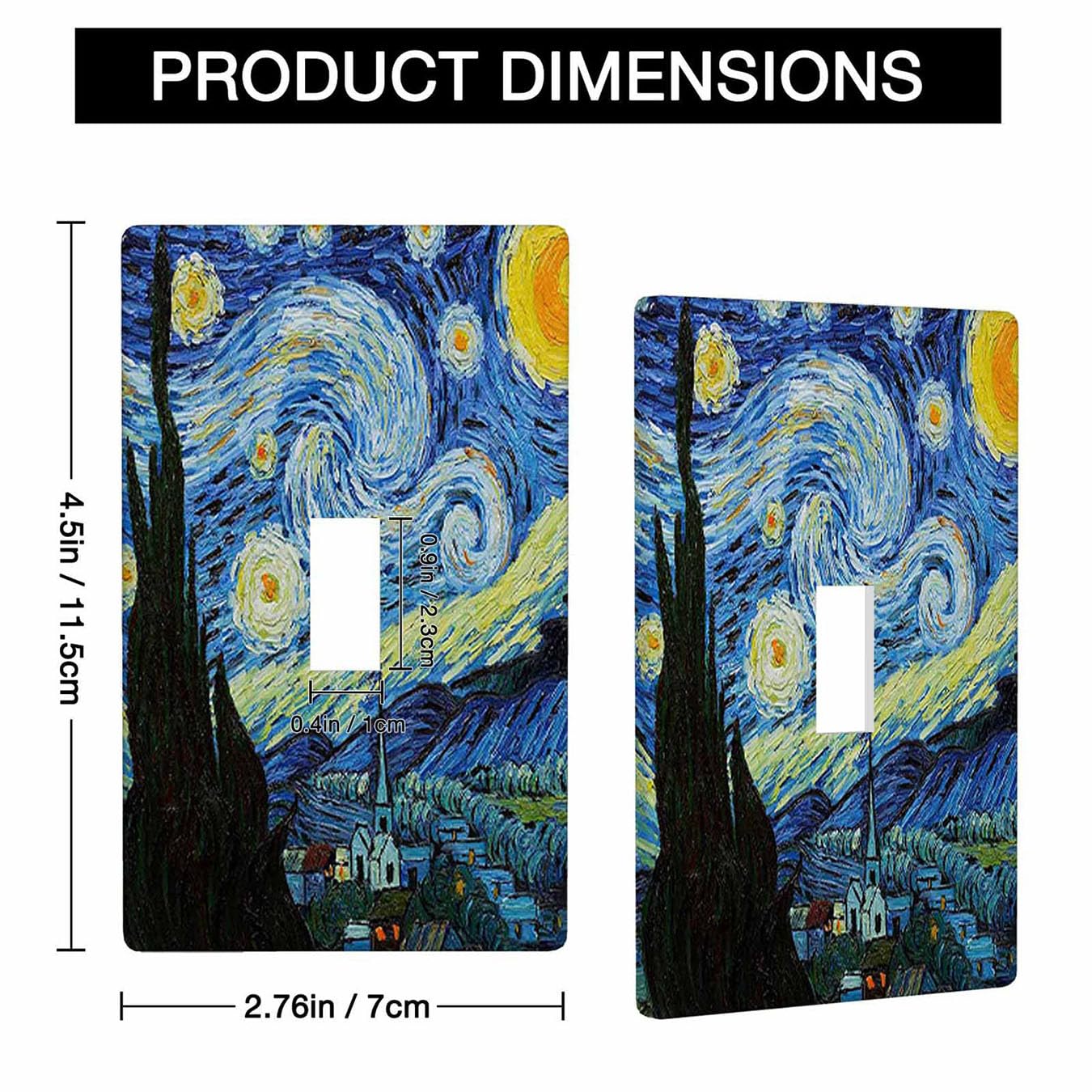 Moslion Starry Night Single Toggle Wall Plate Van Gogh Oil Painting Arts Farmhouse Sky Moon Light Switch Outlet Cover Plug Decor Home Office Living Room